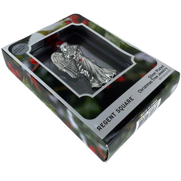 Regent Square Silver Plated Angel Ornament W/ Swarovski Crystal- New In Box - Picture 4 of 4